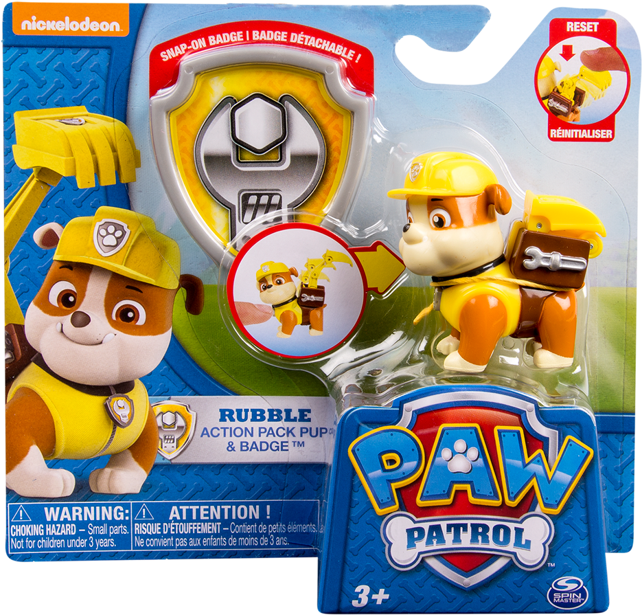 Paw Patrol Action Pup&amp - Paw Patrol Pup Pals Rubble (1014x1014), Png Download