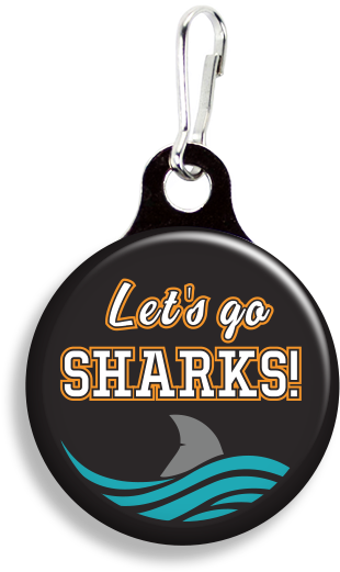 San Jose Sharks Fin - Zoogee Pzp1ds-b - Zipper Pulls 3/4" Metal Back (353x530), Png Download