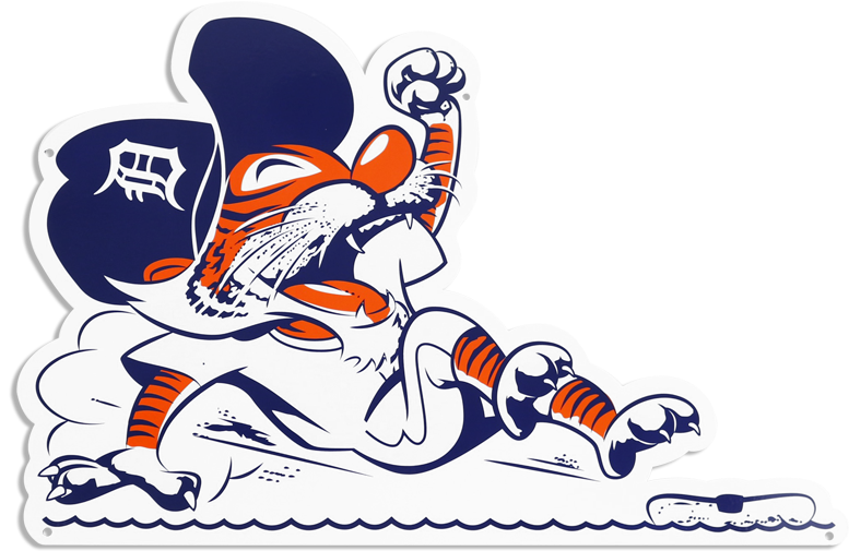 Detroit Tigers Sliding Kitty 12" Steel Sign, Blue (800x800), Png Download