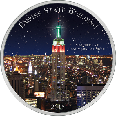 Cameroon 2015 1500 Francs Landmarks At Night - New York City (400x400), Png Download