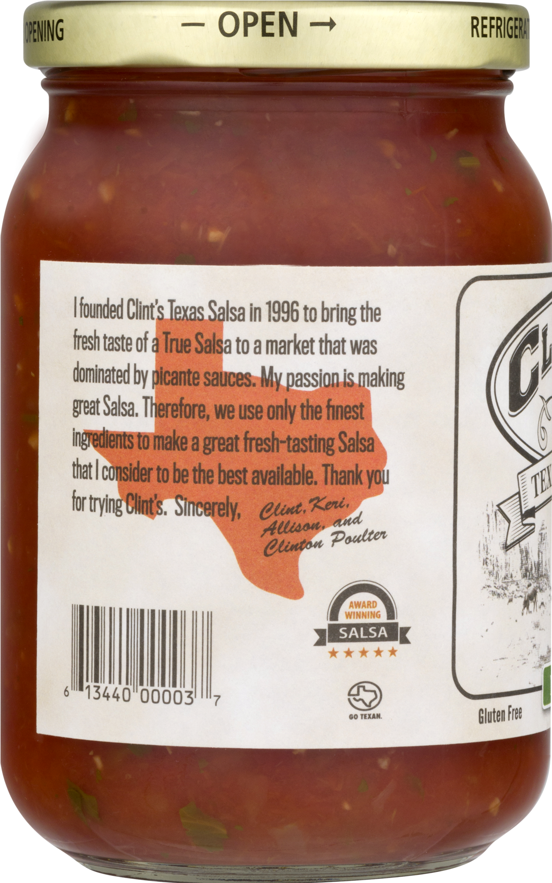 Clint's Texas Salsa, Medium - 16 Oz Jar (1800x1800), Png Download