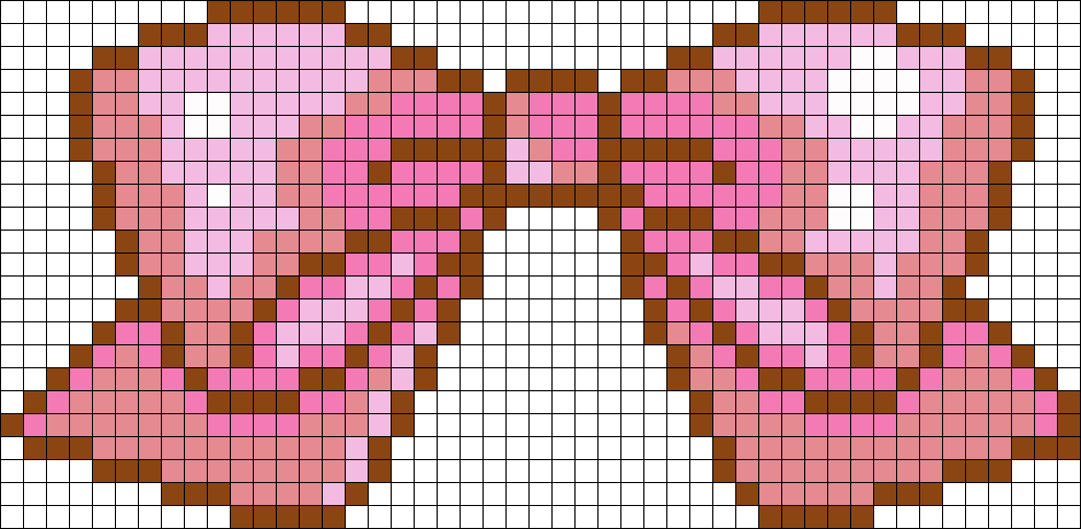 Cute Pink Bow Perler Bead Pattern / Bead Sprite - Bow Perler Bead Pattern (988x484), Png Download