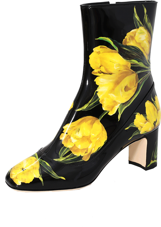 Dolce & Gabbana Tulip Print Patent Boot - Basic Pump (960x960), Png Download