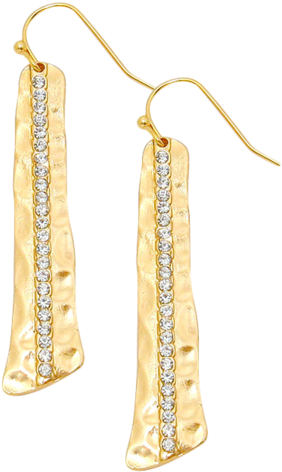 Hammered Metal Bar Earrings, Gold - Earrings (530x530), Png Download