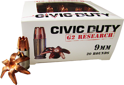 G2 9mm Civic Duty 20rd/box 25box/cs (526x374), Png Download