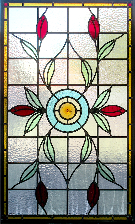 Intricate Floral Art Nouveau Stained Glass Panel - Stained Glass (1000x1000), Png Download