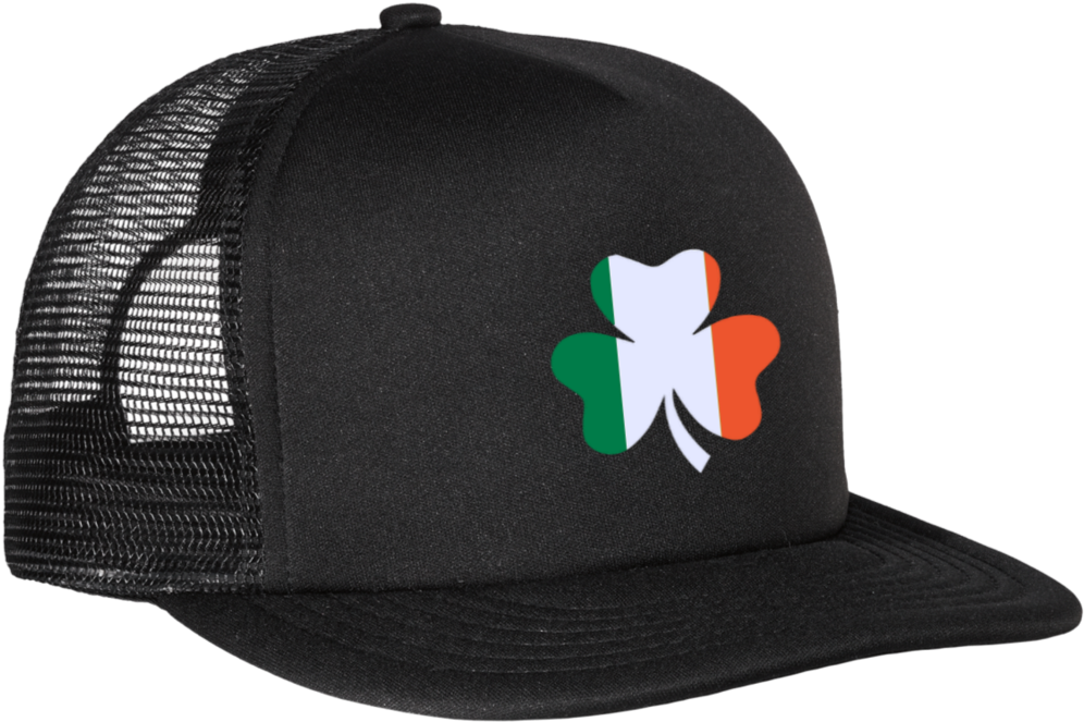 Irish Flag Shamrock Hat - Personalized District Flat Bill Snapback Trucker Cap (1024x1024), Png Download