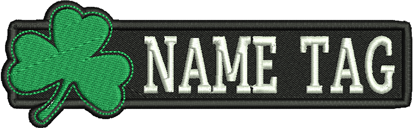 New Irish Clover Custom Embroidered Name Tag Biker - Motorcycle (1500x1500), Png Download