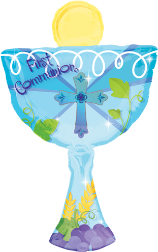 31" 1st Communion Blue Chalice Supershape Foil Balloon - Balloons First Communion (500x500), Png Download