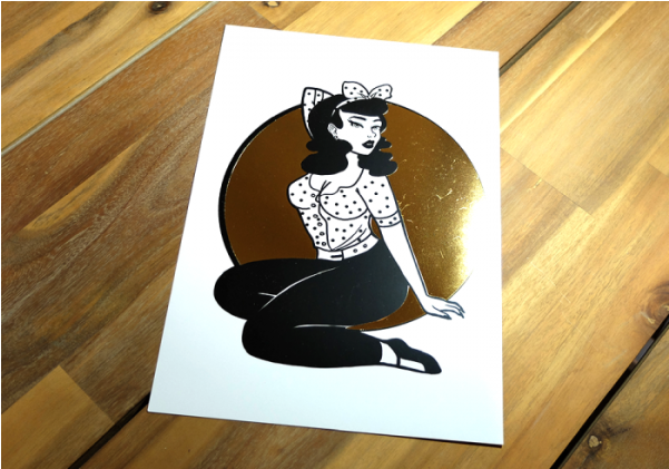 Gold Foil Pinup Print - Cartoon (600x600), Png Download