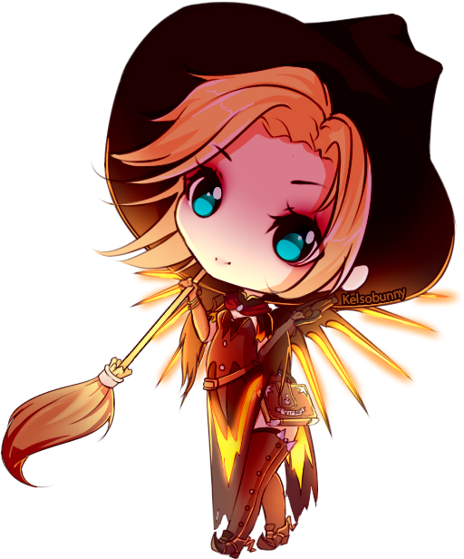 Witch By Kelsobunny On Deviantart - Overwatch Witch Mercy Cute (725x647), Png Download