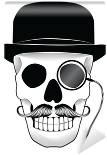 Illustration Of A Skull With Hat Mustache And Monocle - Moustache (400x400), Png Download