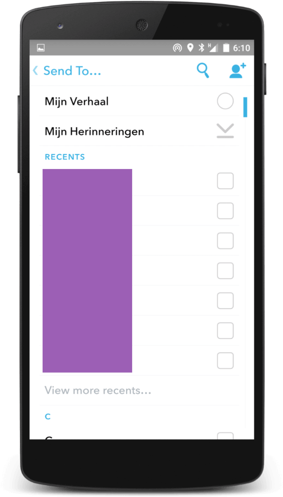 Send Your Snap To Friends Or Create A Story - Snapchat Check Mark (586x1000), Png Download