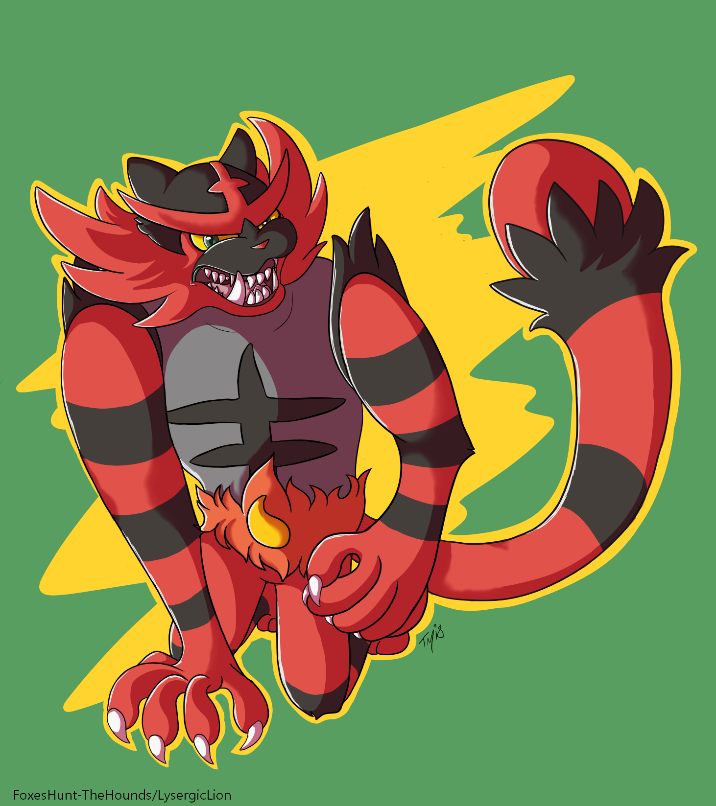Incineroar - Cartoon (1462x1647), Png Download
