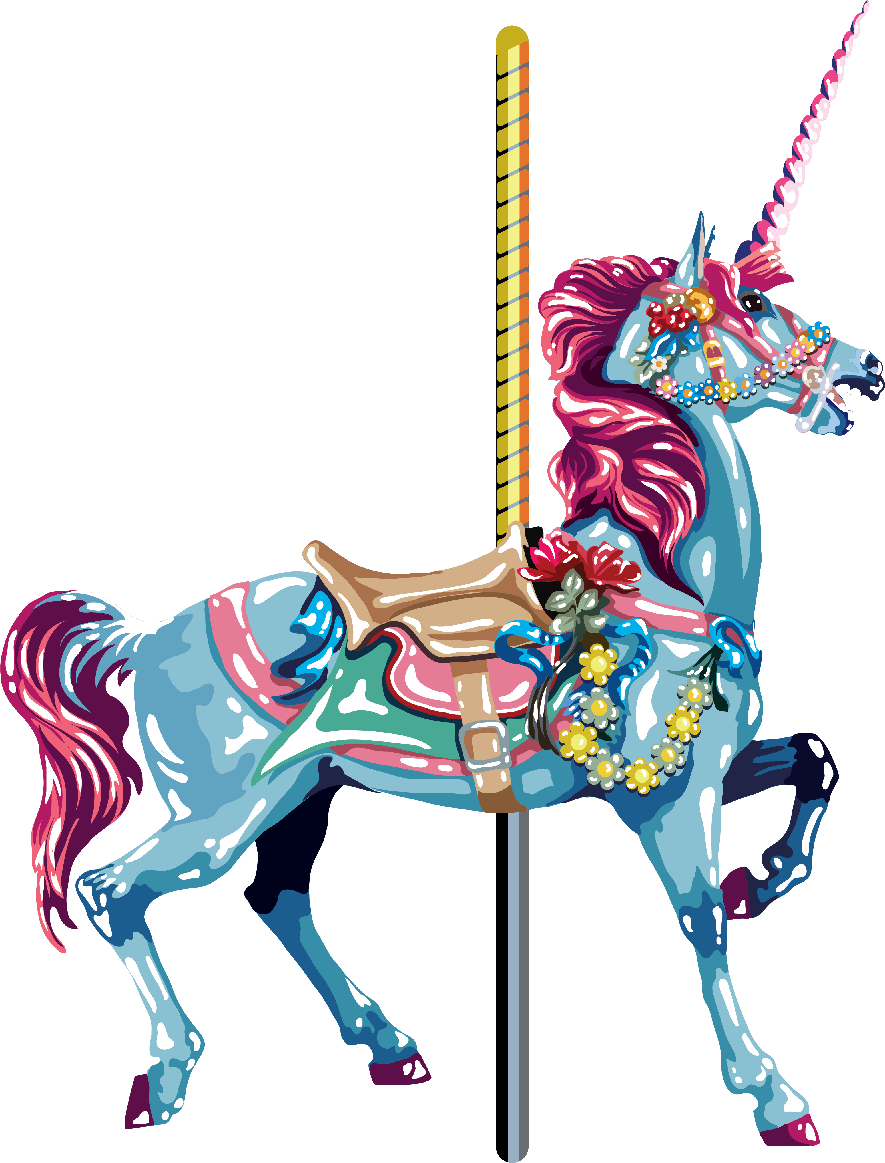 Amusement Park Carousel Download Png Image - Amusement Park And Unicorn (3874x4449), Png Download