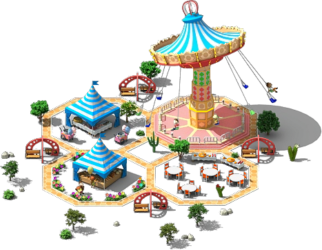 Swing Carousel L1 - Amusement Park Swing Rides Png (467x362), Png Download