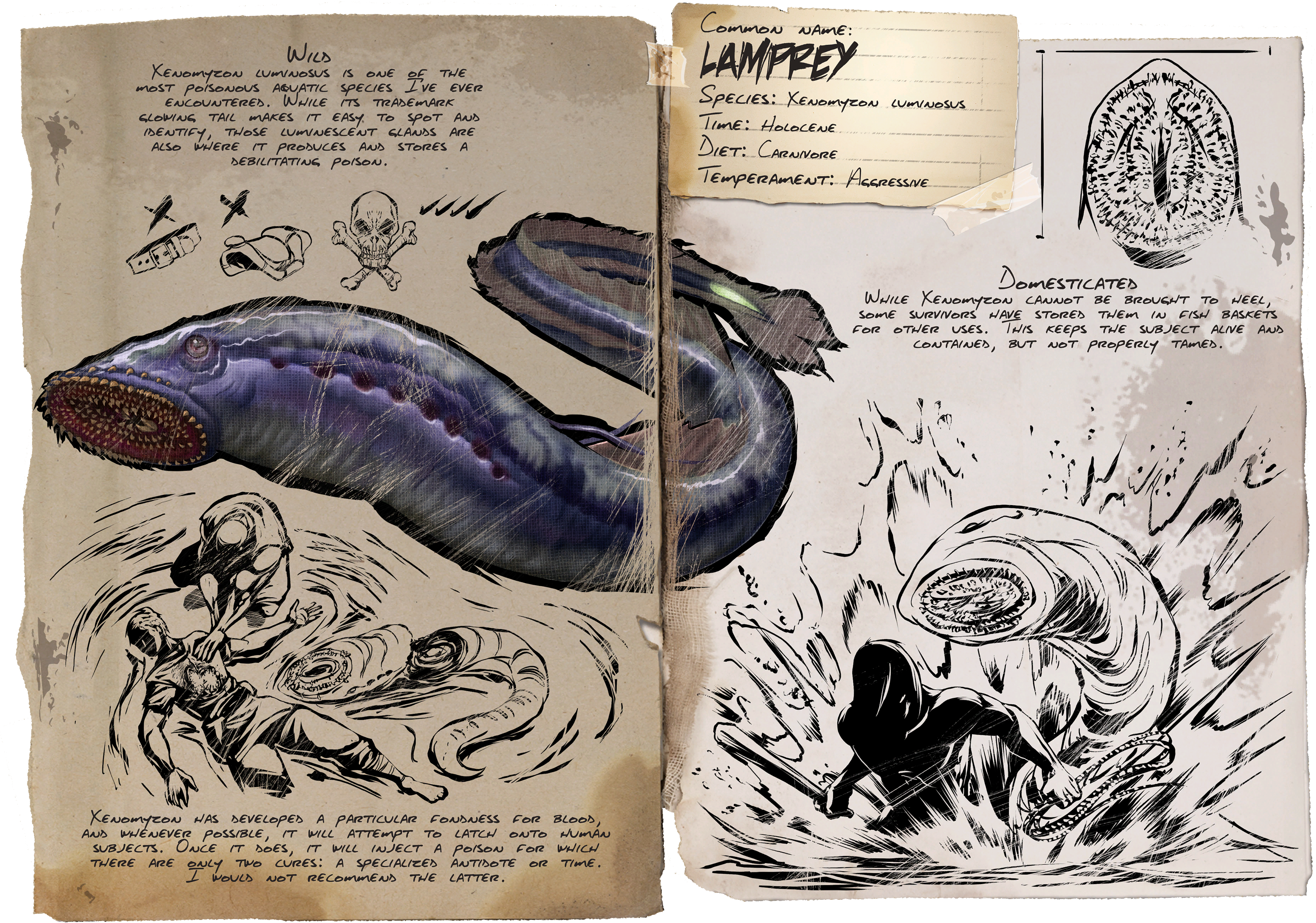 Dino Dossier - Lamprey - Ark Survival Evolved Aberration (4000x2660), Png Download