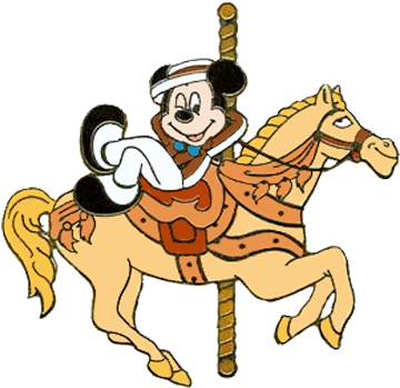 Carousel Clipart Disney - Mickey Mouse On Carousel Horse Pin (385x367), Png Download