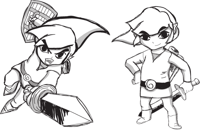 Toon Sketch By Evalunaofficial Download - Toon Link Line Art (677x442), Png Download