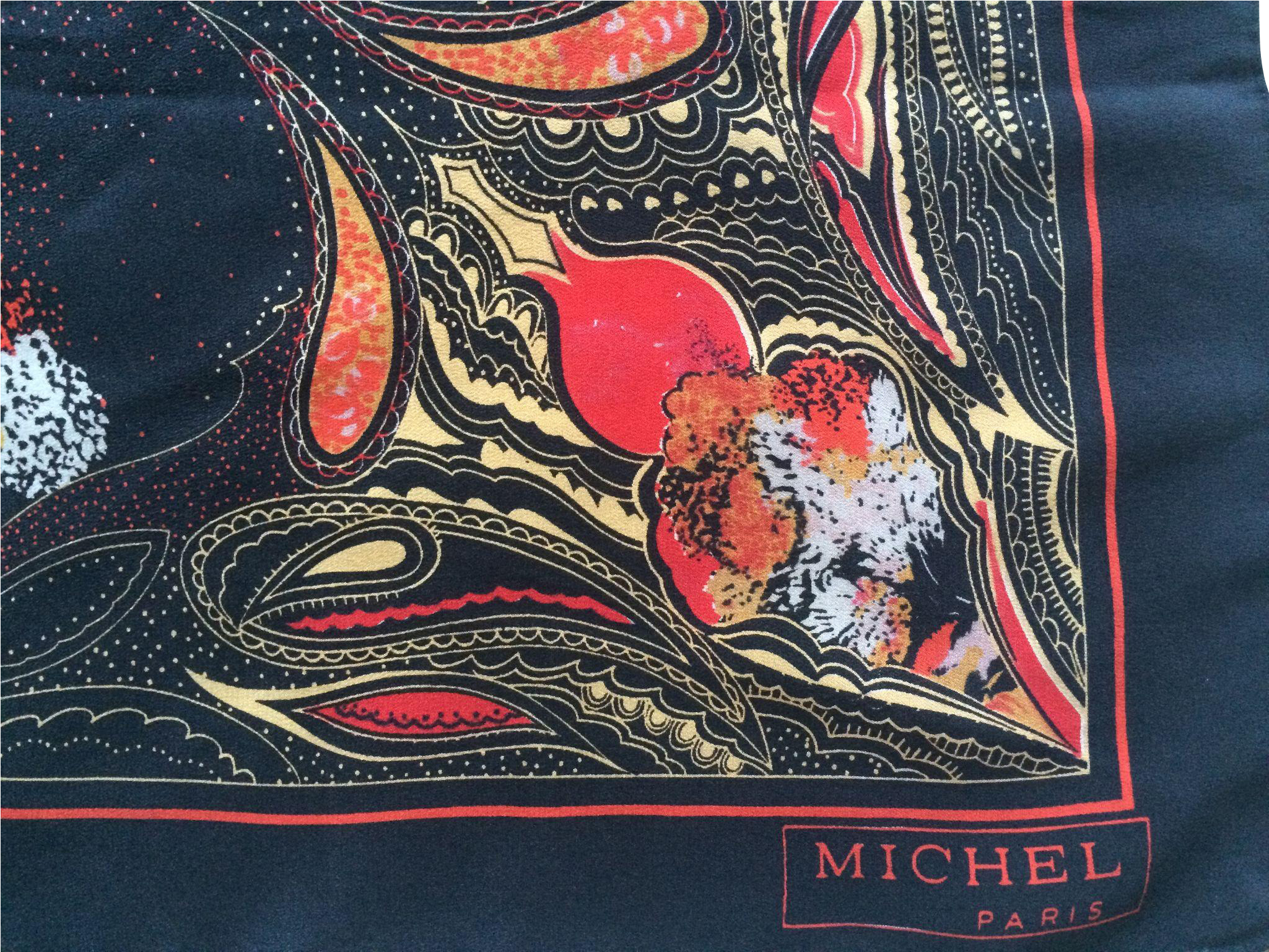 Vintage Michel Paris Black And Red Paisley Scarf - Paris (2048x2048), Png Download