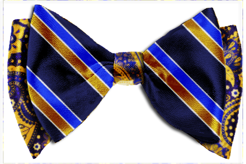 The Favor Blue Gold Custom Bow Tie - Necktie (500x333), Png Download