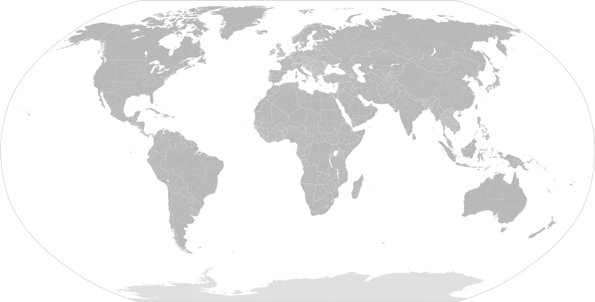 Blank Map World Secondary Political Divisions - Newfoundland On The World Map (2000x1027), Png Download