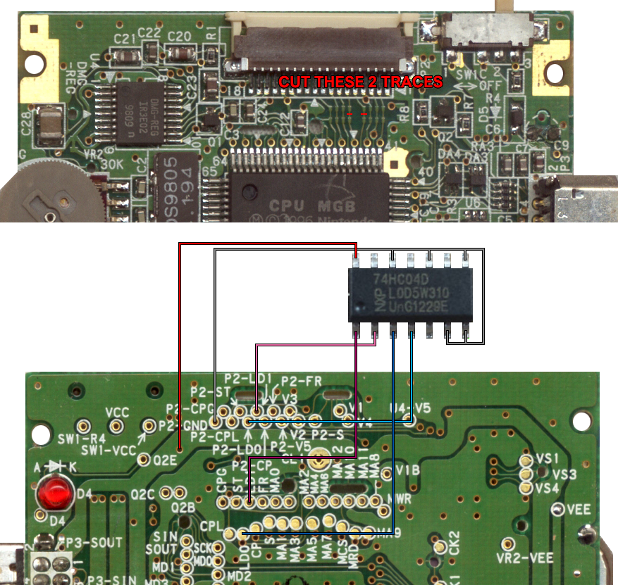 Game Boy Pocket Bivert Install - Gameboy Pocket Bivert Chip (877x831), Png Download