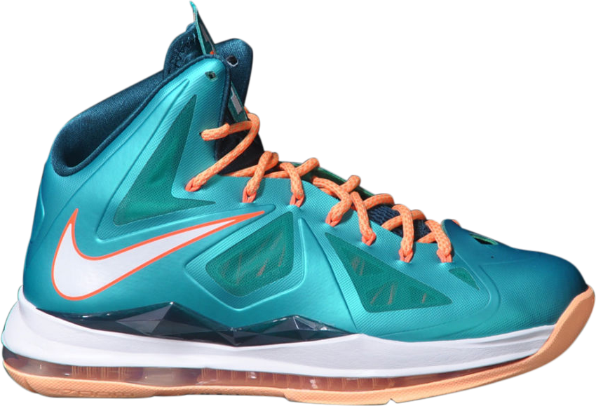 Lebron 10 'miami Dolphins' - Nike Lebron X Dolphin (850x579), Png Download