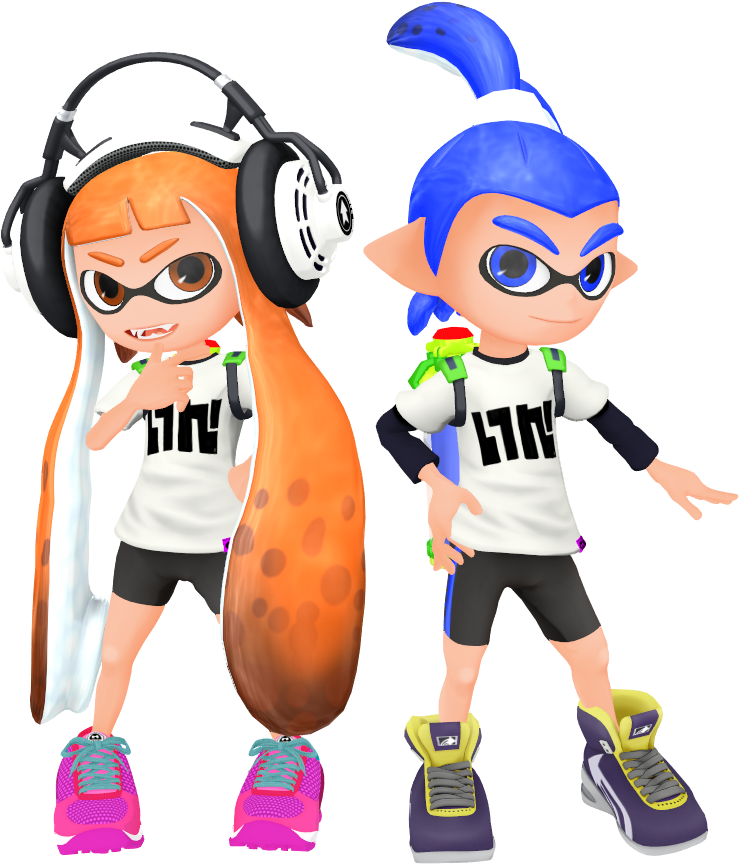 Squid Girl & Squid Boy ガール & ボーイ Model © き - Splatoon (776x900), Png Download