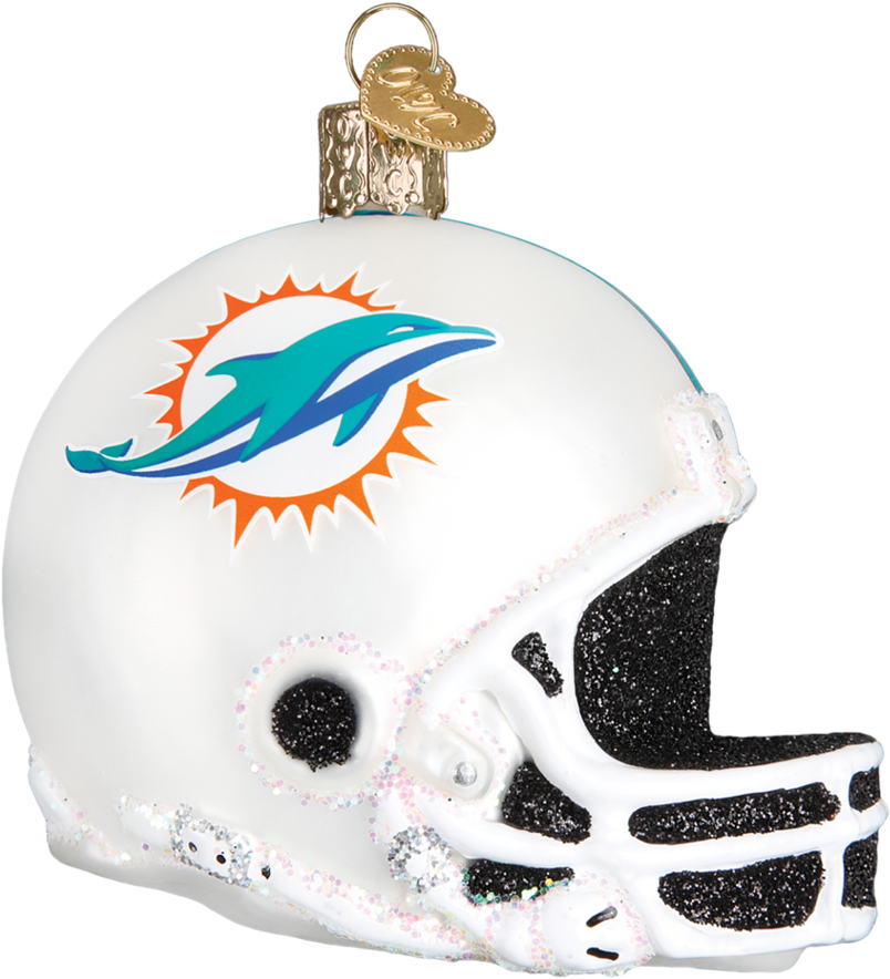 Miami Dolphins Nfl Football Helmet Glass Ornament (950x950), Png Download