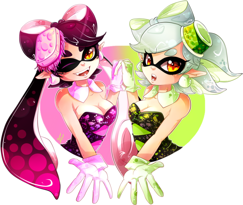 Sisters Design By Invidiata On Deviantart - Splatoon Squid Sisters Fan Art (972x822), Png Download