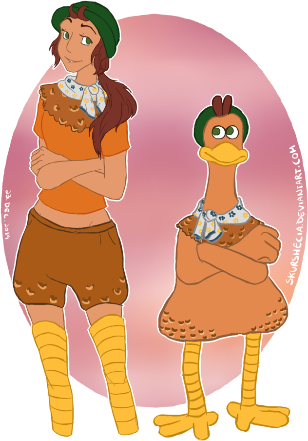 Ginger And Her Humanized Form From Chicken Run - Chicken Run Ginger Human (800x917), Png Download