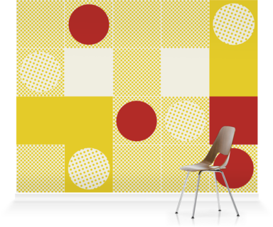 Murals Of Lots Of Red And Yellow Dots By Hemingway - Chair (384x320), Png Download