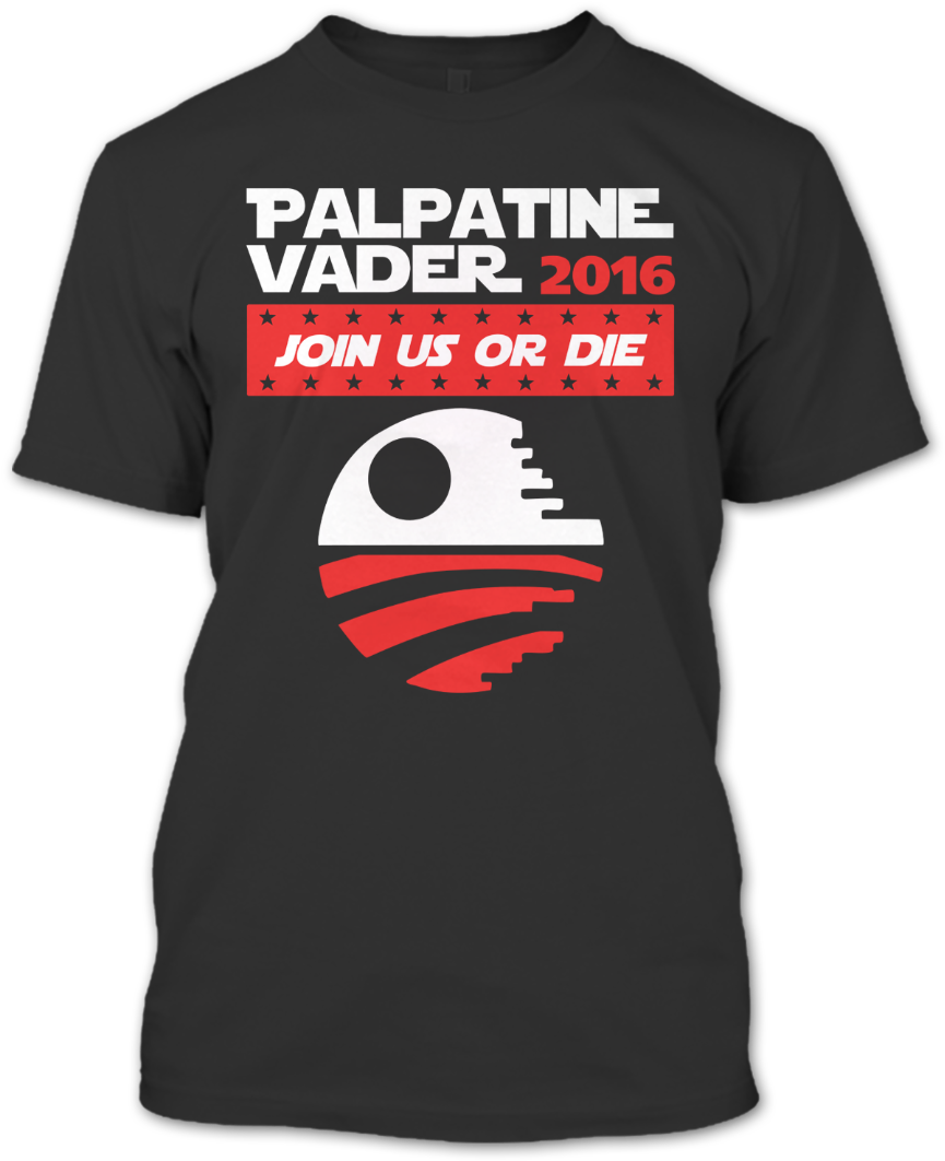 A Black T-shirt With The Shopify Logo - Vader Palpatine 2016 Shirt (1080x1080), Png Download