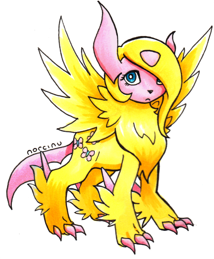 Norcinu, Crossover, Fluttershy, Mega Absol, Mega Evolution, - Cartoon (860x1024), Png Download