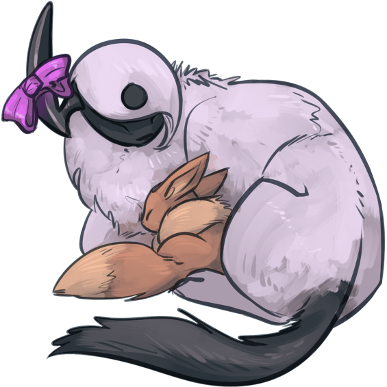 Scarfy And Lucy (absol4life's Absol) Sleeping Together - Eevee And Absol (567x573), Png Download