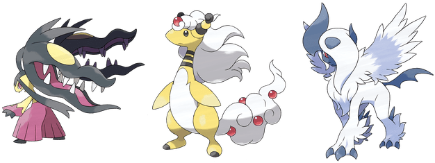 1376277632 Mega Mawile Mega Ampharos Mega Absol Png - Pokemon Ampharos Mega (640x240), Png Download