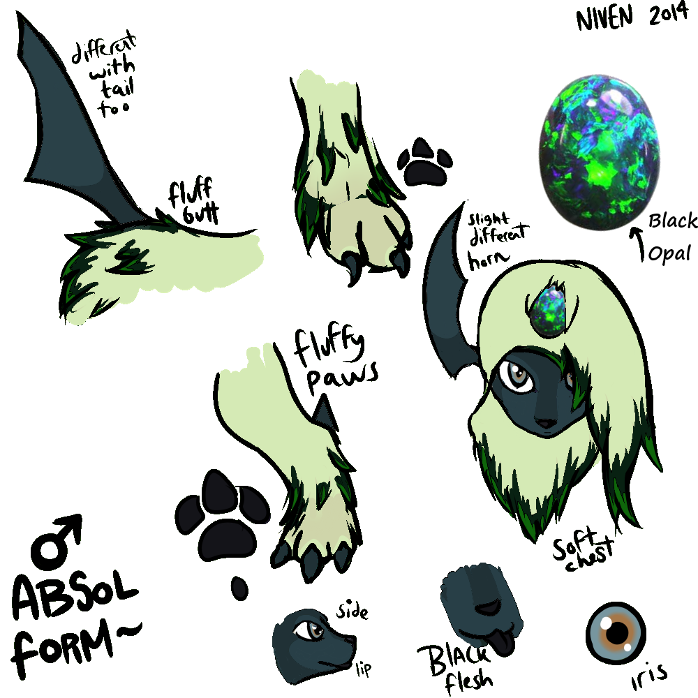 Absol By Niven - Black Opal (1000x1000), Png Download