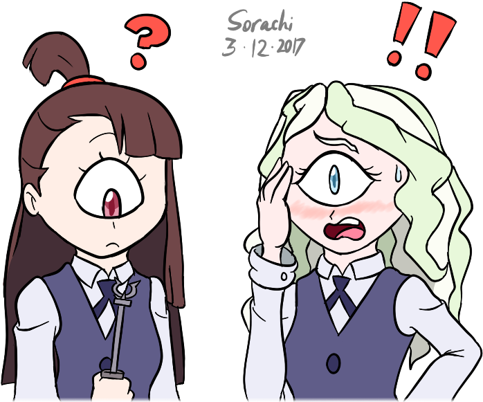 Akko Of Little Witch Academia Fame Goofed On Another - Drawing (760x620), Png Download