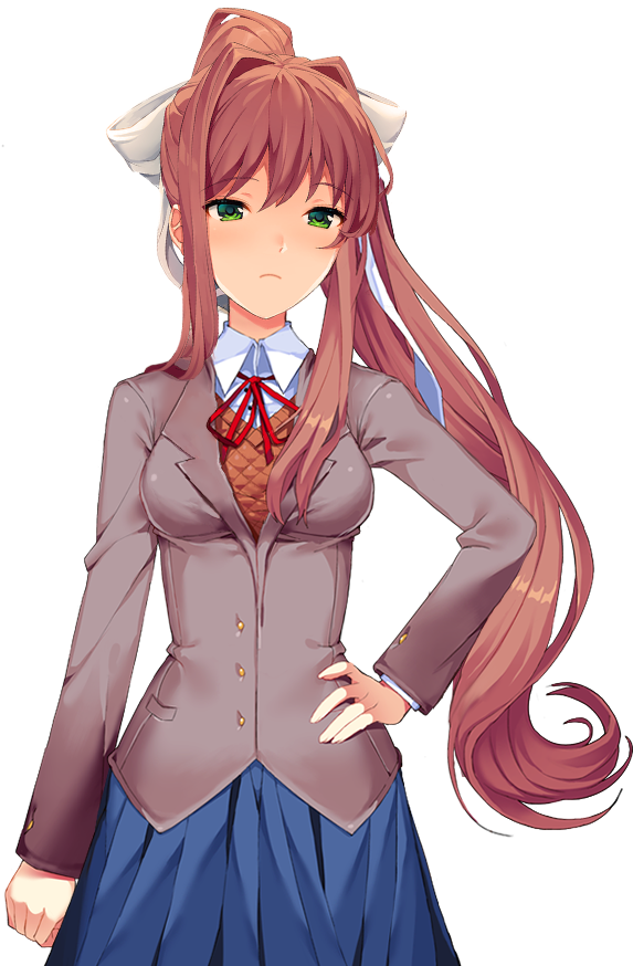 Doki Doki Monika Hand On Hip Png - Doki Doki Literature Club Monika (960x960), Png Download