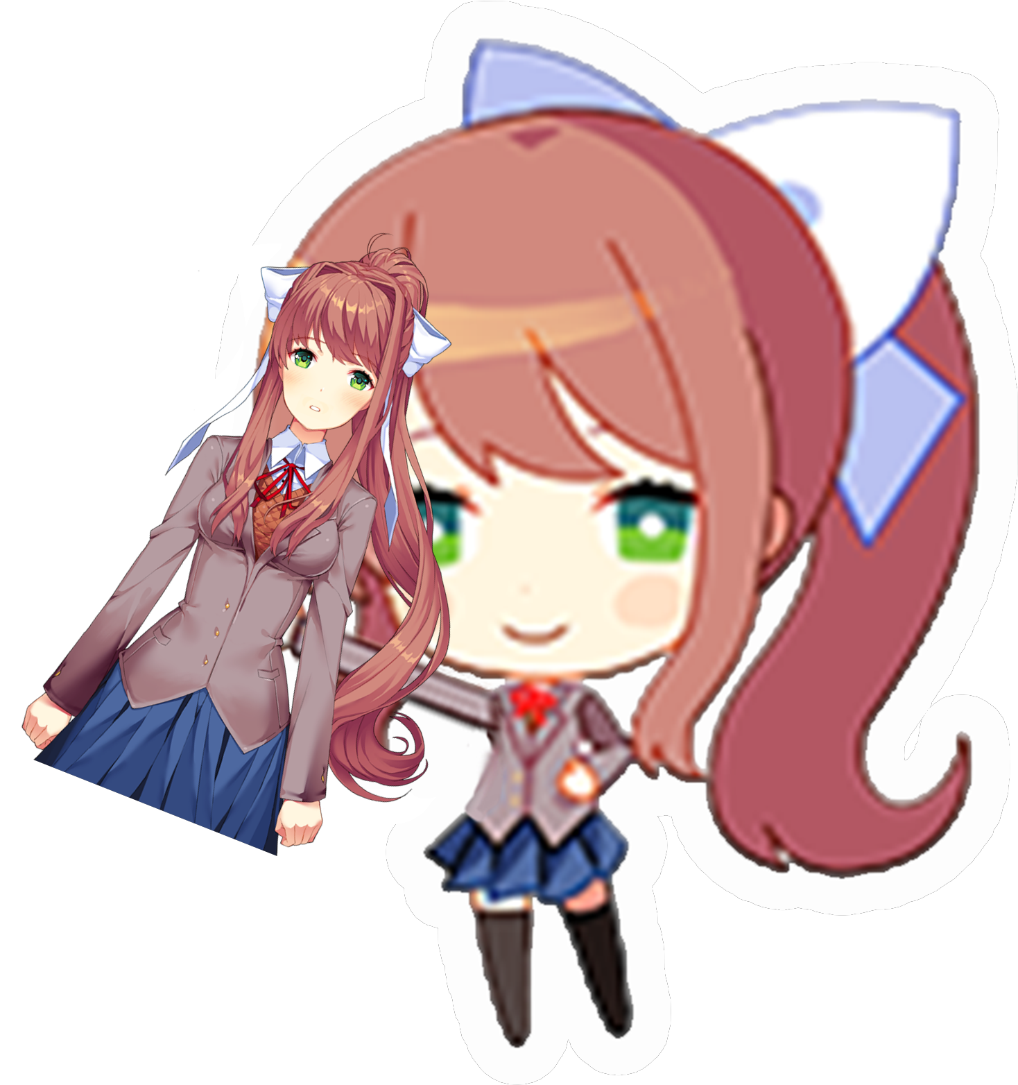 Chibi Monika Presents Regular Monika (1833x1953), Png Download