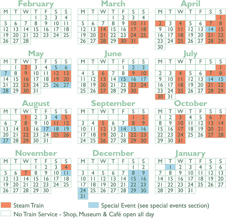 Calendar & Timetable - Dean Forest Railway (750x729), Png Download