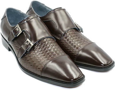 The Steve Harvey Dress Collection - Steve Harvey Brown Double Buckle Monk Strap Weave Design (400x364), Png Download