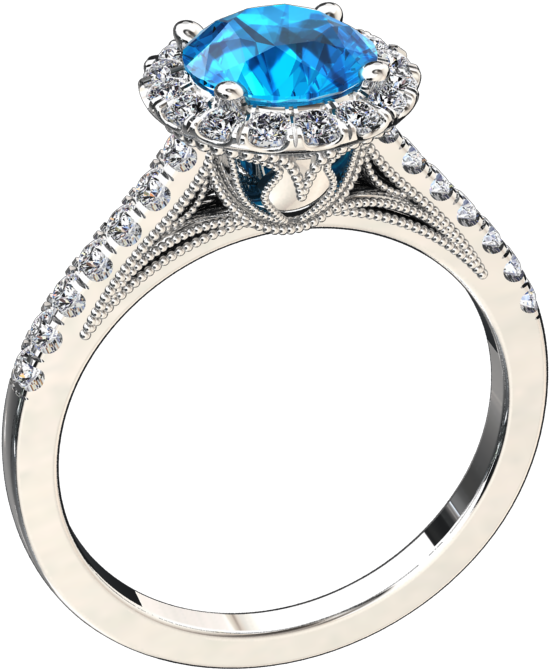 Natural Blue Topaz And Diamond Ring Style - Gold (960x720), Png Download