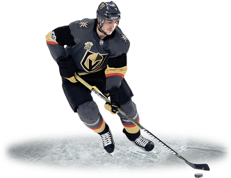 The Vegas Golden Knights Hit The Ice At T-mobile Arena - Golden Knights Hockey Player (966x826), Png Download