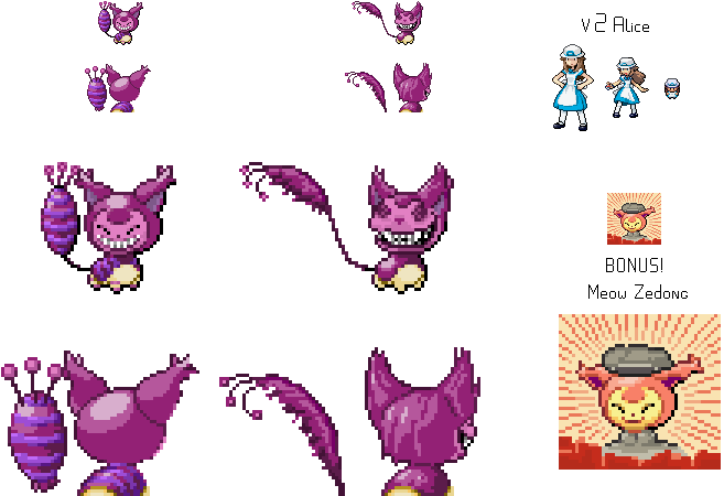 V 2 Auce Bonus Meow Zedong Pokémon Firered And Leafgreen - Skitty Sprite (721x519), Png Download