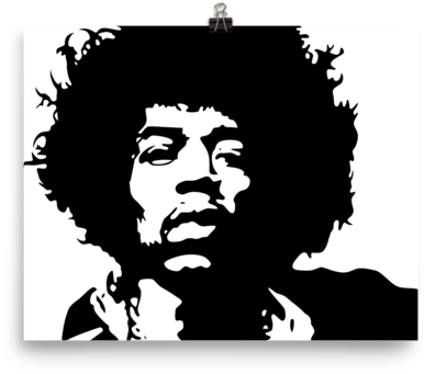 Jimi Hendrix Black And White Art (600x600), Png Download