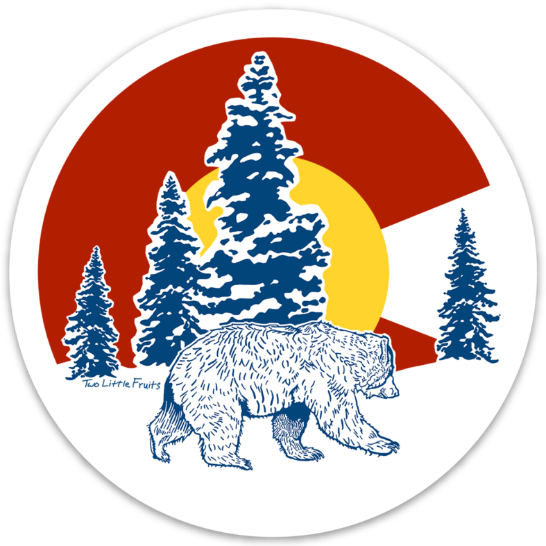 Colorado Flag Bear 4" Vinyl Sticker, Sticker - Two Little Fruits (787x787), Png Download