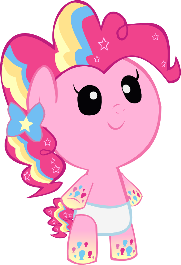 Cute Rainbow Power Pinkie Pie Foal - My Little Pony Baby (594x871), Png Download