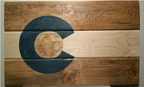 Colorado Flag Stained Blue C - Plywood (500x500), Png Download